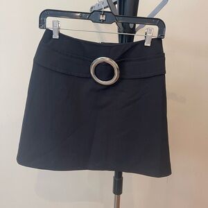 Henri Bendel Black Mini Skirt with Silver Ring